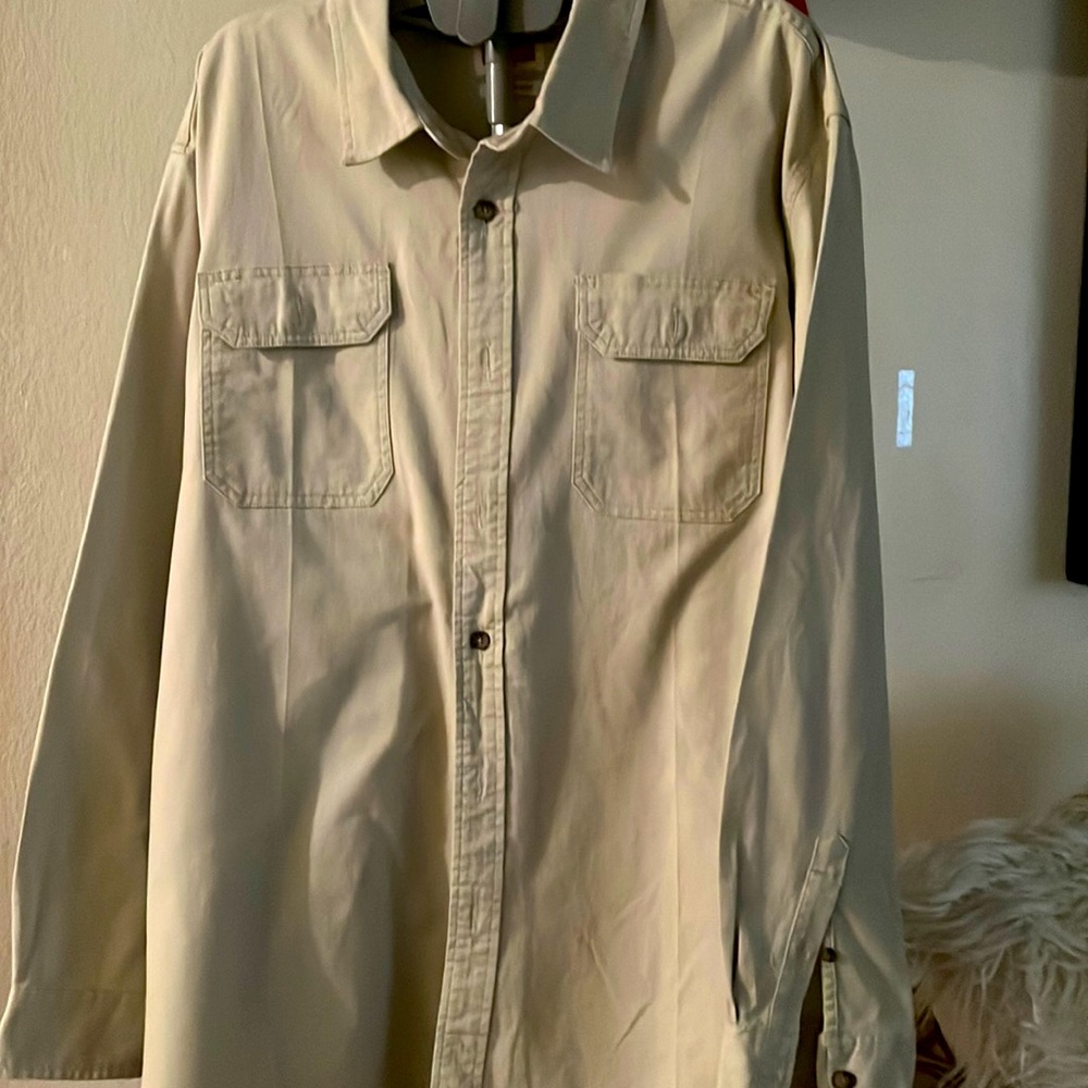 KHAKI WRANGLER LONG SLEEVES MEN BUTTON UP SHIRT